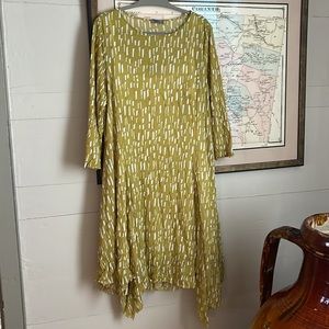 Chalet et Ceci Sierra Dress, XL, NWOT, 3/4 Sleeve, Chartreuse/Ivory